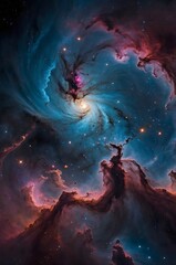 Expansive Spiral Galaxy with Dark Cosmic Clouds