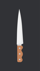 Pointed kitchen knife, cooking & cutting vector