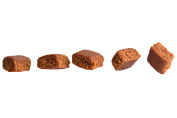 Set of cubes of toffee - real dessert photo for product design.