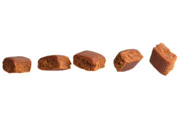 Set of cubes of toffee - real dessert photo for product design.