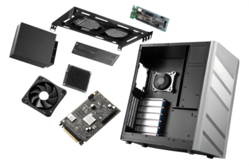 Computer components scattered abstractly isolated on a transparent background computer parts