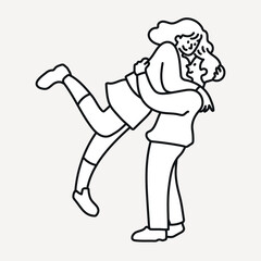 Doodle couple holding illustration vector