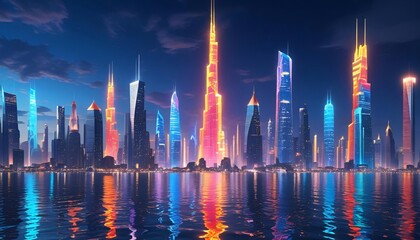 Obraz premium hong kong skyline at night