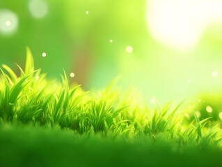 Fototapeta premium Vibrant Green Grass with Soft Bokeh Background