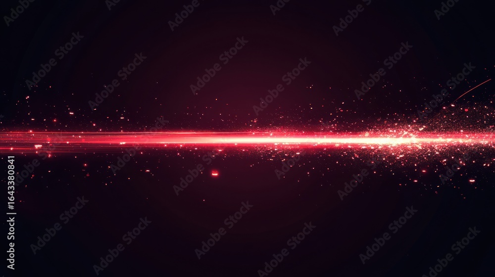 Poster captivating abstract red light trail with glittering particle effects
