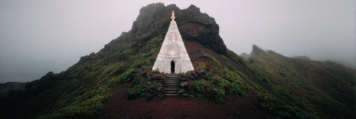 Misty mountaintop shrine
