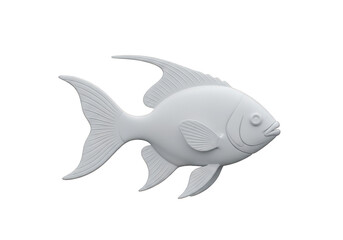 Obraz premium 3D Render of a White Fish on a Transparent Backdrop, Ideal for Aquatic Themes and Designs, Showcasing Detailed Textures and a Clean, Modern Aesthetic