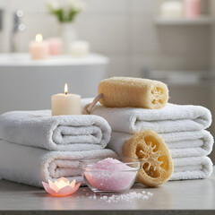 spa still life with towels