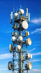 High-tech microwave backhaul antennas on communication tower