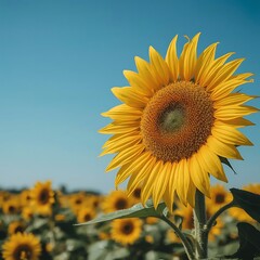 Obraz premium Vibrant Sunflower Against a Clear Summer Sky