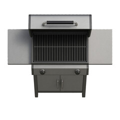 Top view of stainless steel gas grill isolated on transparent background