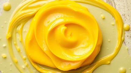 Golden spreadable confectionery. Smooth, rich, and vibrant yellow