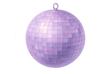 Purple disco ball spinning, casting colorful reflections, generating vibrant party ambiance, transparent background enabling seamless design integration