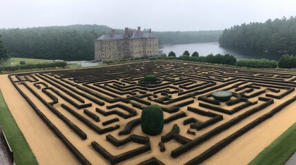 Massive topiary maze surrounds stately home