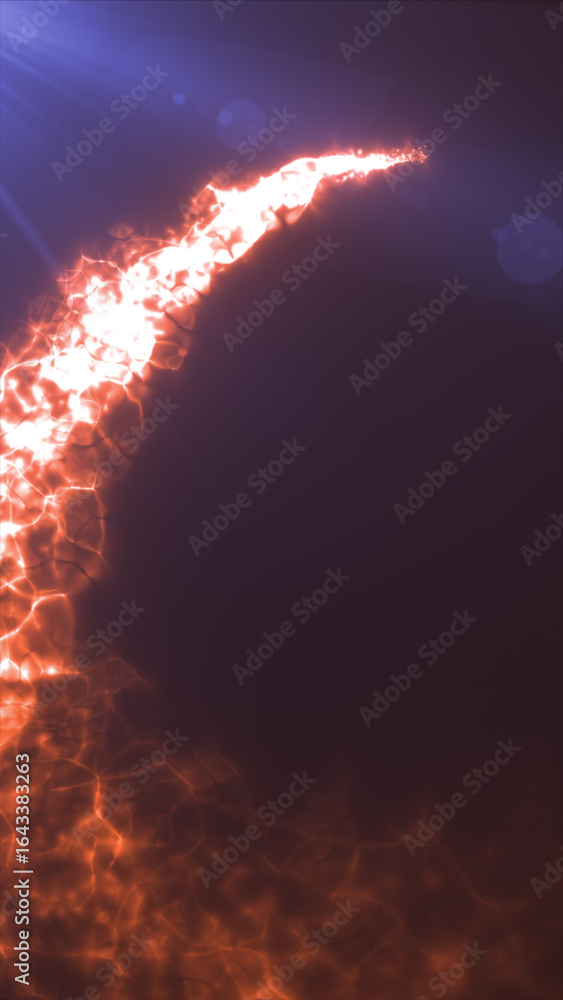 Poster intense curved flame trail glowing against a dark background, creating a dynamic and energetic abstr