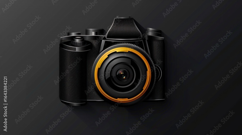 Poster camera icon within a circular logo frame