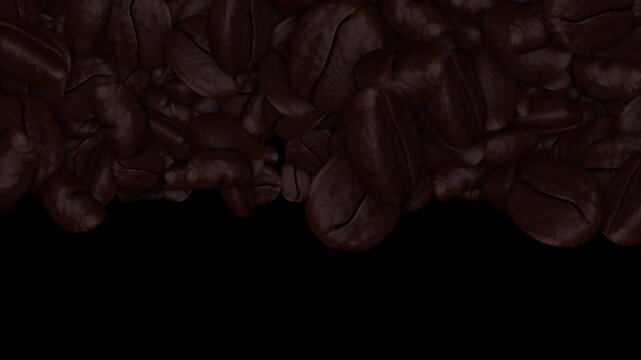 Falling Roasted Coffee Beans Transition on Alpha Channel, Loop
