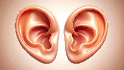 Aural Anatomy: Two Isolated Human Ears in Delicate Detail Presentation