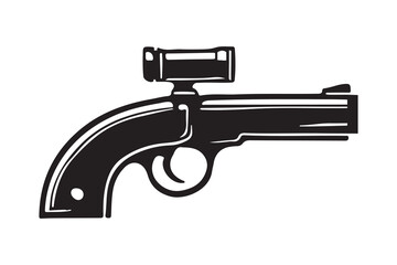 Revolvers art silhouette vector on white background
