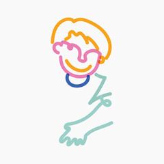 Boy pop doodle line art vector