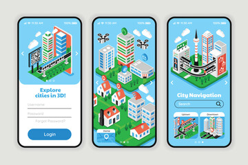 Isometric Smart City and Urban Technology App Design