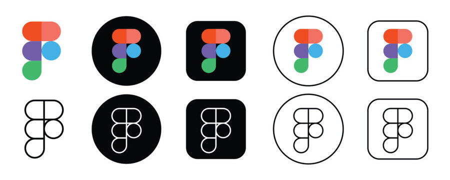 Figma logo, vector online interface icon set. Figma icon set logotype vector