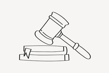 Judge gavel line art vector