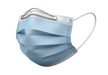 Detailed 3D Rendering of a Blue Surgical Face Mask with White Straps, Essential for Protection Against Viruses and Germs on a Transparent Background for Versatile Use