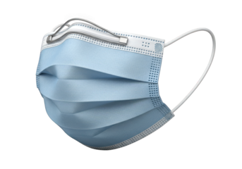Detailed 3D Rendering of a Blue Surgical Face Mask with White Straps, Essential for Protection Against Viruses and Germs on a Transparent Background for Versatile Use