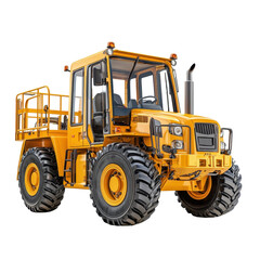 Fototapeta premium Heavy-duty yellow construction vehicle with large tires and robust frame designed for outdoor work and heavy lifting tasks transparent background