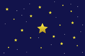 Fototapeta premium Illustration of a dark blue night sky filled with yellow stars