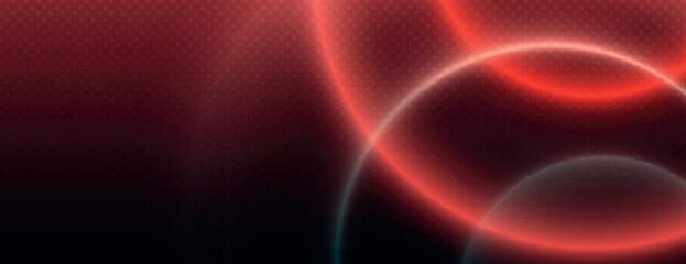 Futuristic glowing red circles on dark background. Abstract gradient texture on vibrant red background. Abstract circular gradient background, halftone dotted texture vector