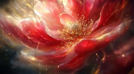 Vibrant Cosmic Flower with Radiant Petals and Glowing Center