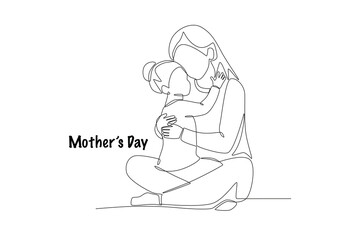 Mother's day concept one-line drawing