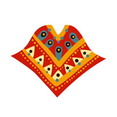 Colorful Traditional Poncho with Ethnic Geometric Folk Patterns
