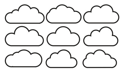 Set of cartoon cloud in a flat design. White cloud collection.