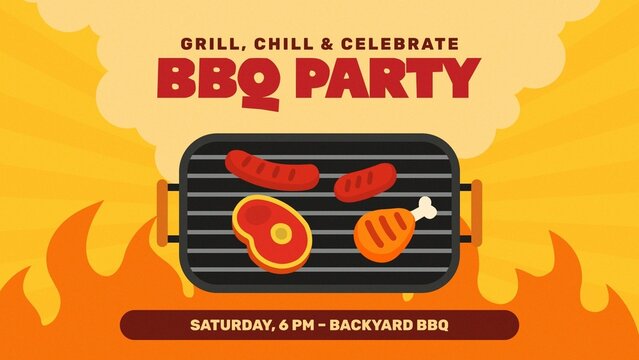BBQ Party Friends & Family Invitation Template