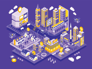 Isometric Smart City Mini Composition Collection