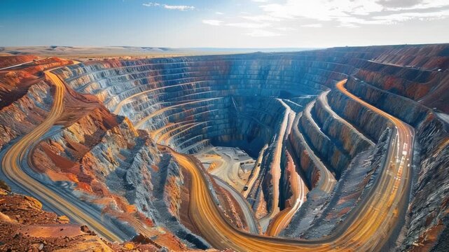 A large open pit filled with lots of dirt, perfect for construction or mining projects