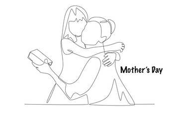 Mother's day concept one-line drawing