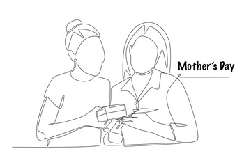 Mother's day concept one-line drawing
