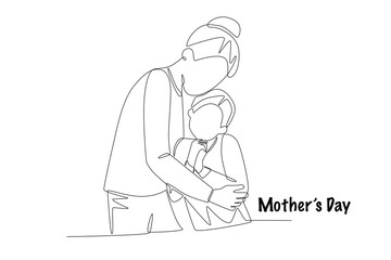Mother's day concept one-line drawing