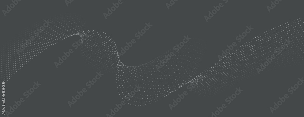 Aufkleber dark gray background, digital wave pattern, background, dotted texture with dynamic flow. gray backg