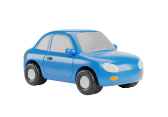 Fototapeta premium 3D Blue Car on Transparent Background, Perfect for Automotive Websites and Transportation Design Projects, Showcasing a Sleek and Modern Vehicle
