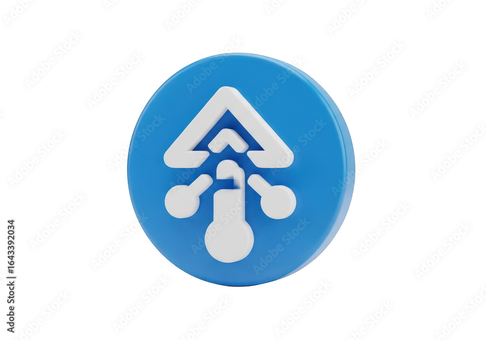 Poster a clean 3d rendering of a blue arrow icon pointing upwards on a transparent layer, suitable for navi