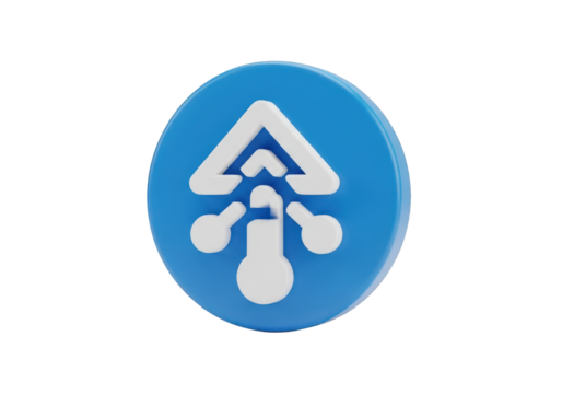 A Clean 3D Rendering of a Blue Arrow Icon Pointing Upwards on a Transparent Layer, Suitable for Navigation and Directional Purposes with a Modern Aesthetic