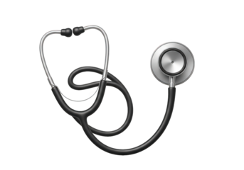 Realistic Stethoscope Medical Tool Illustration for Healthcare, Diagnosis, and Examination Concepts, Ideal for Medical Presentations and Health-Related Visuals