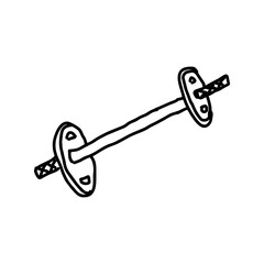 Hand-drawn dumbbell in black doodle vector style for fitness, gym training, bodybuilding and workout design on transparent background