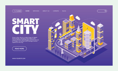 Isometric Smart Building and Network Landing Page