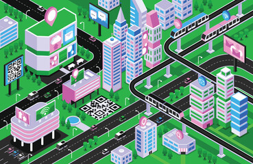 Isometric Illustration of Modern Urban Innovation